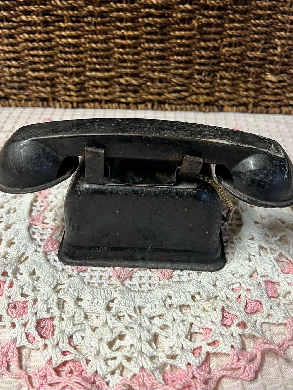 Vintage 1940s Steel Stamping Co. Black Metal Toy Rotary Telephone – Rare